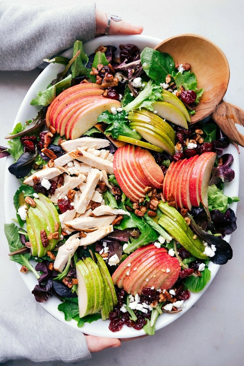 Bowl of refreshing apple salad, beautifully prepared and ready to be served.