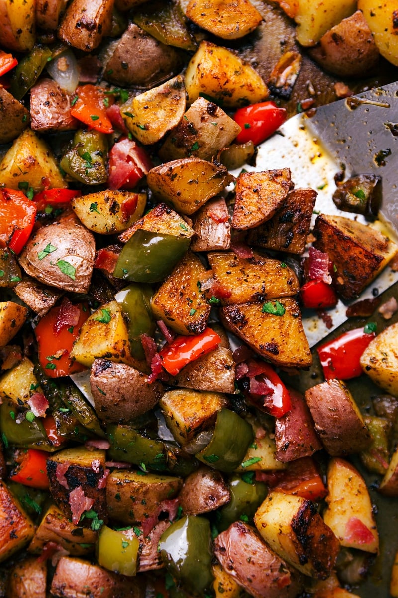 Skillet Potatoes & Onions with Crispy Bacon