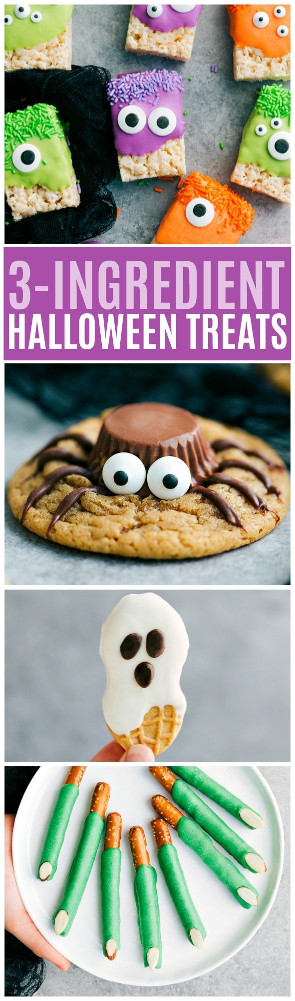 Three adorable and EASY Halloween treats -- all three ingredients! via chelseasmessyapron.com