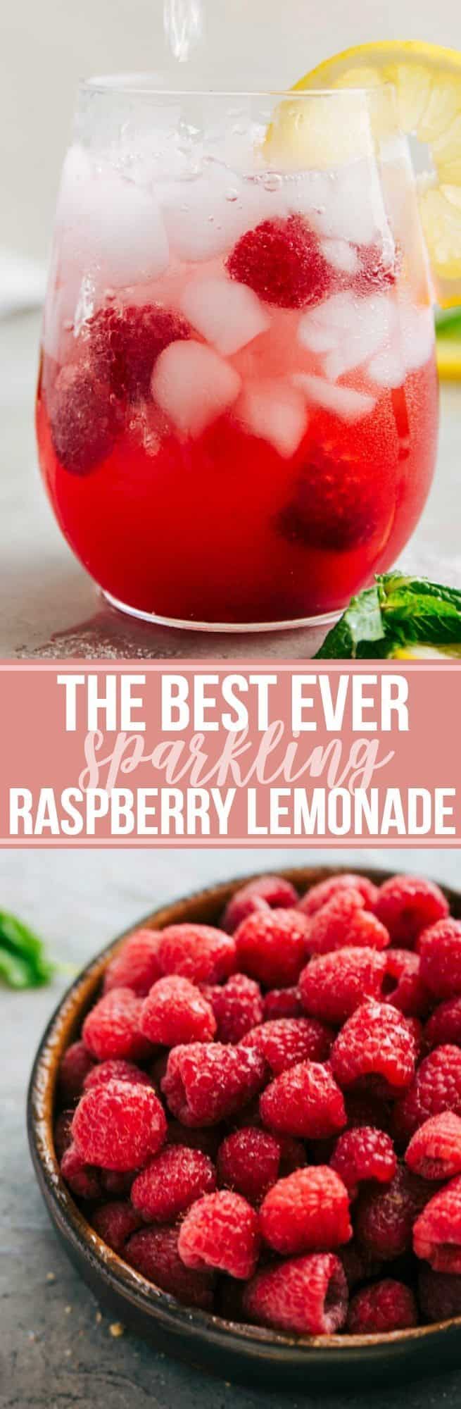 The ultimate BEST EVER Sparkling Raspberry Lemonade! The first drink to go at a party! via chelseasmessyapron.com