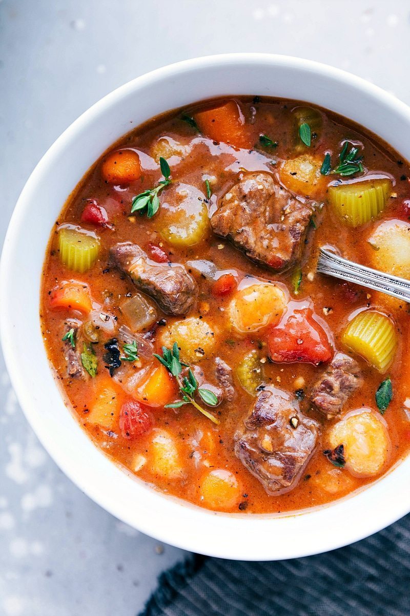 Overhead image of the Crockpot Beef Stew