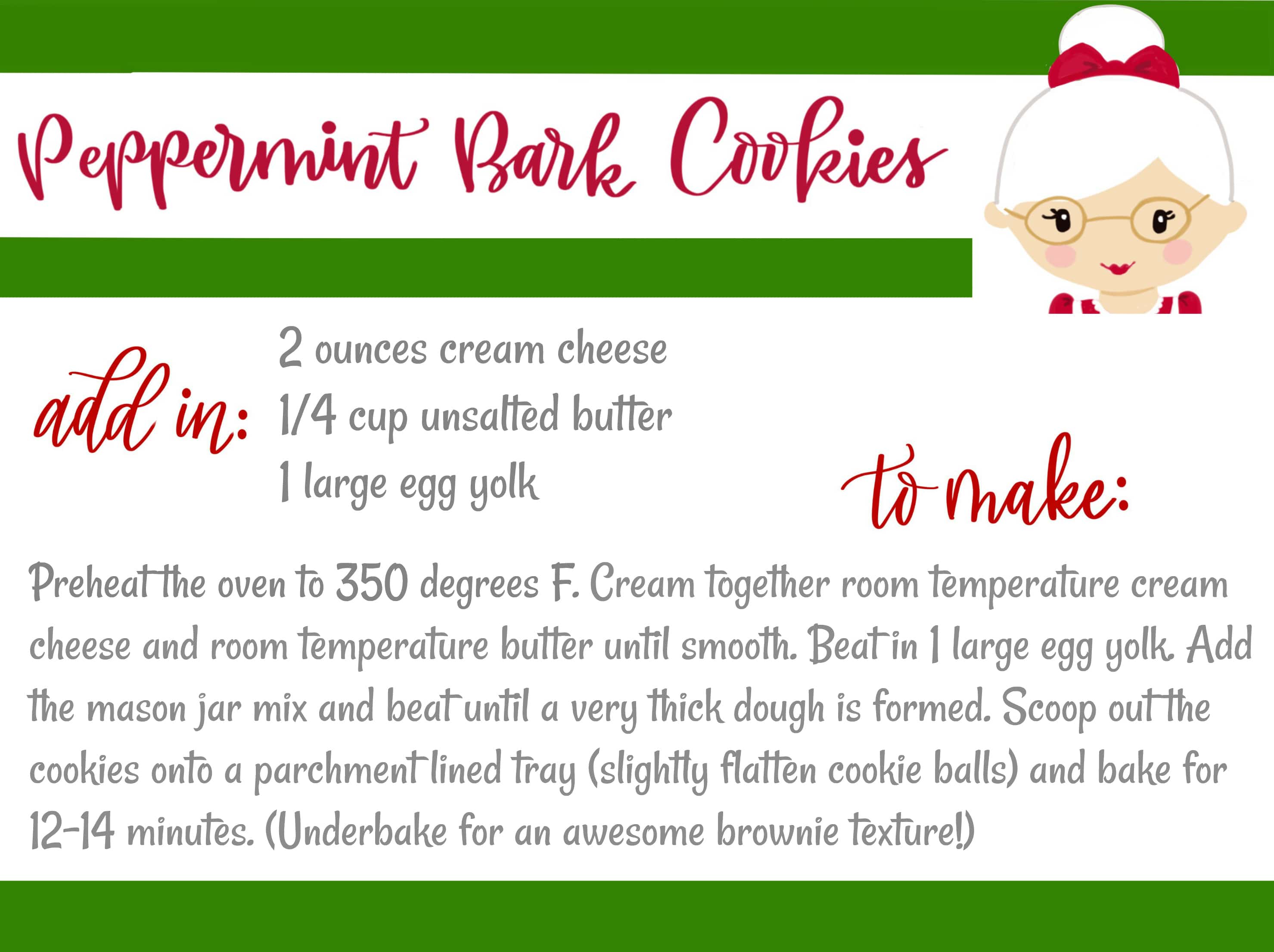 Free mason jar peppermint cookies printable.