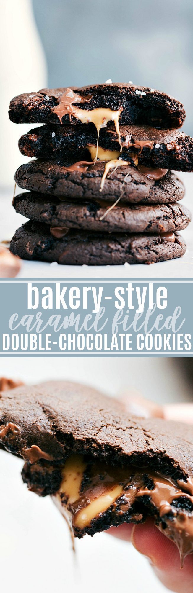 AWARD WINNING caramel filled double-chocolate cookies!! via chelseasmessyapron.com | #cookie #holiday #baking #chocolate #dessert #desserts #caramel #easy #quick #familyfriendly #christmas #cookies #bake #baked #butter #eggs