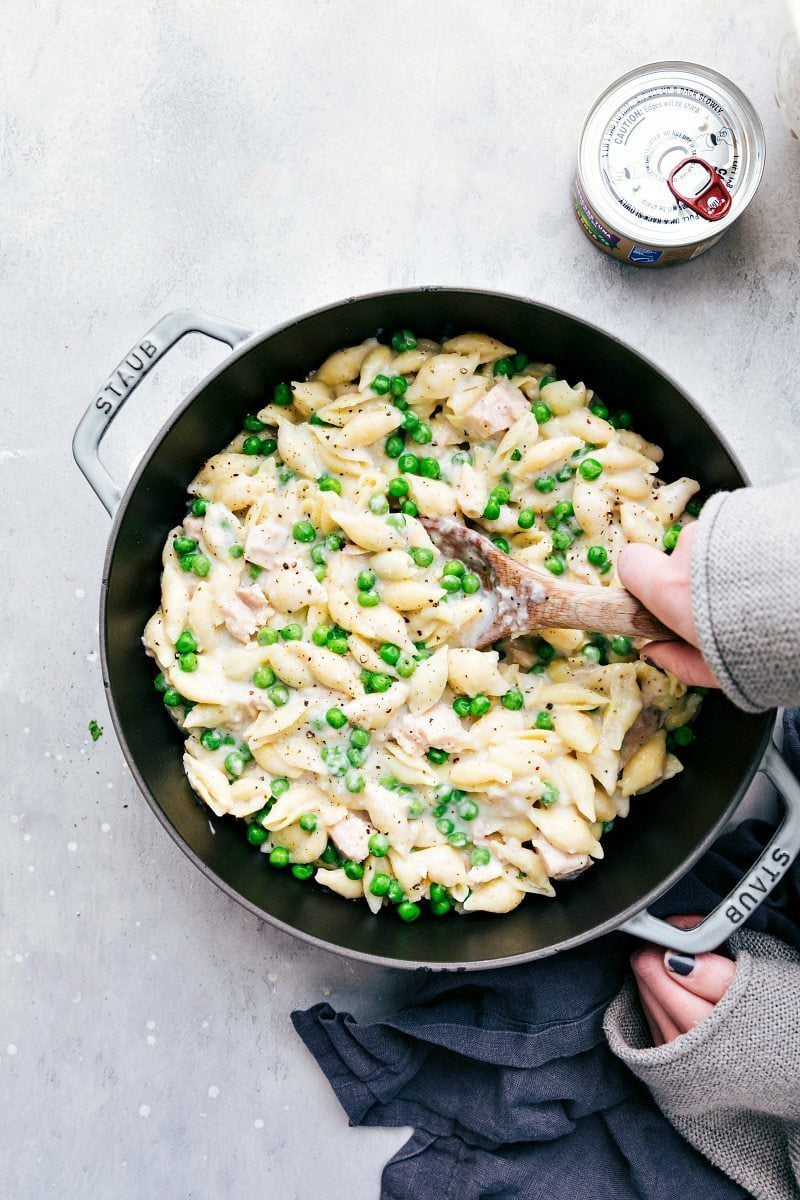 Overhead image of the Creamy Tuna Pasta