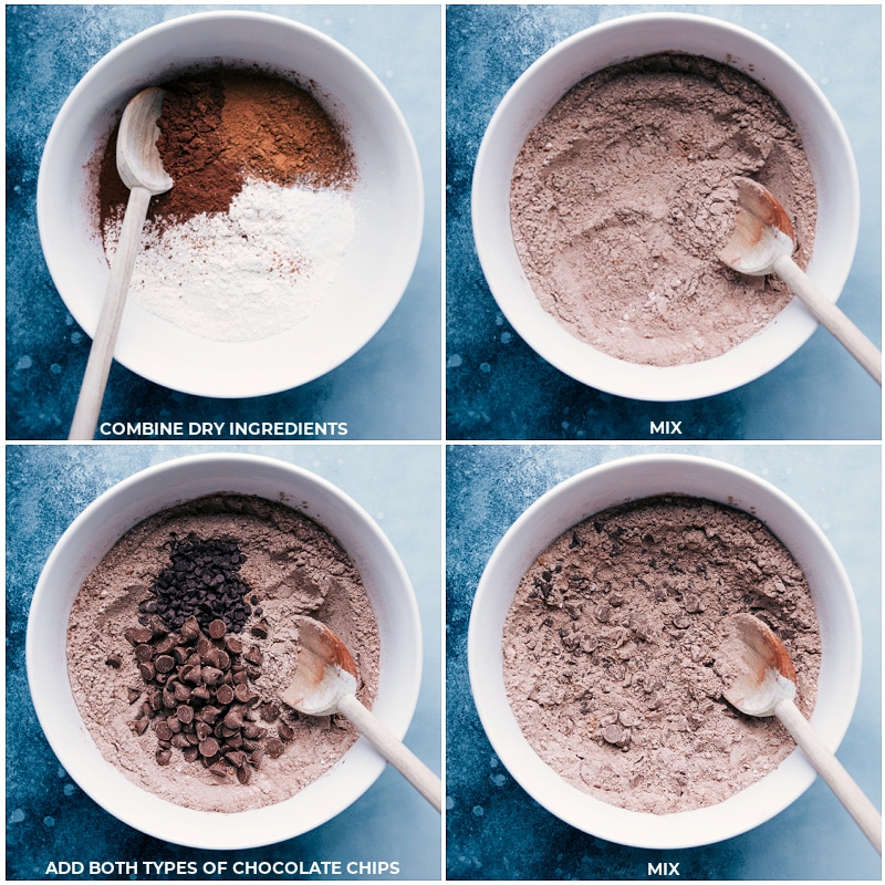 Process shots-- images of the dry ingredients being prepped and mixed together