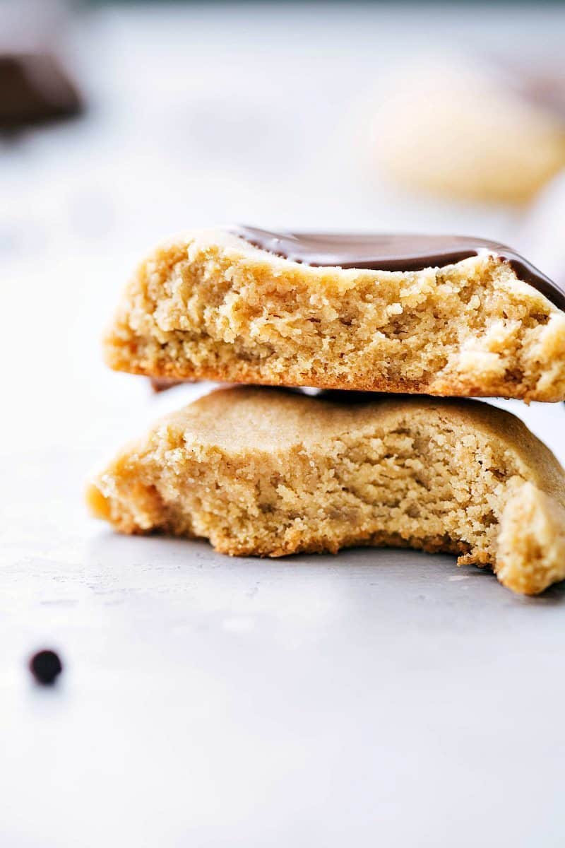 Peanut butter cookies with chocolate on top.