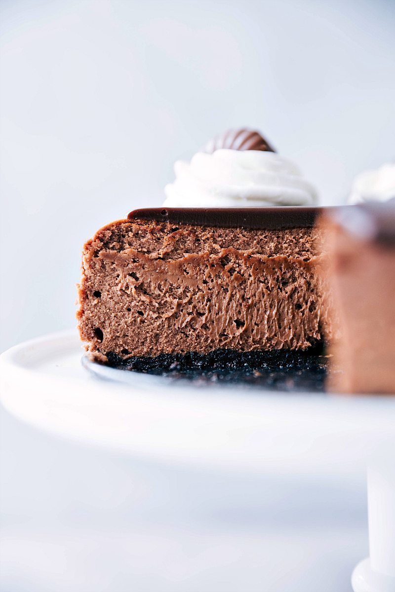 A slice of Chocolate cheesecake