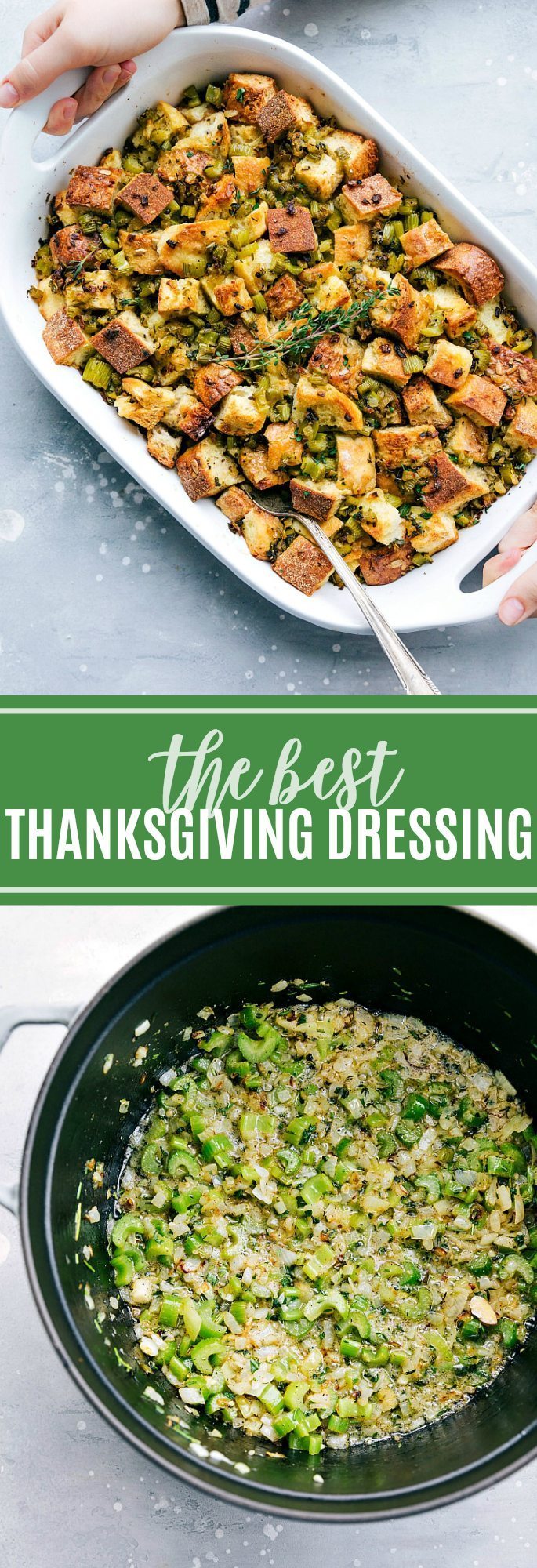 The ultimate BEST EVER simple (and you can make ahead!) Thanksgiving dressing! via chelseasmessyapron.com #thanksgiving #dressing #easy #dinner #fall #bread #quick #makeahead