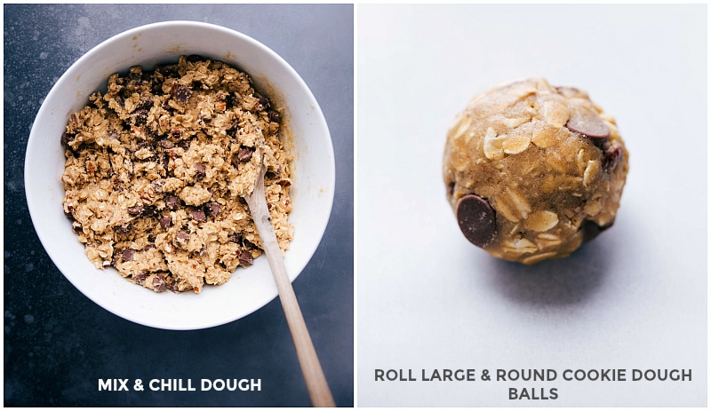 Images of the dough ready to chill; dough rolled into large round balls.