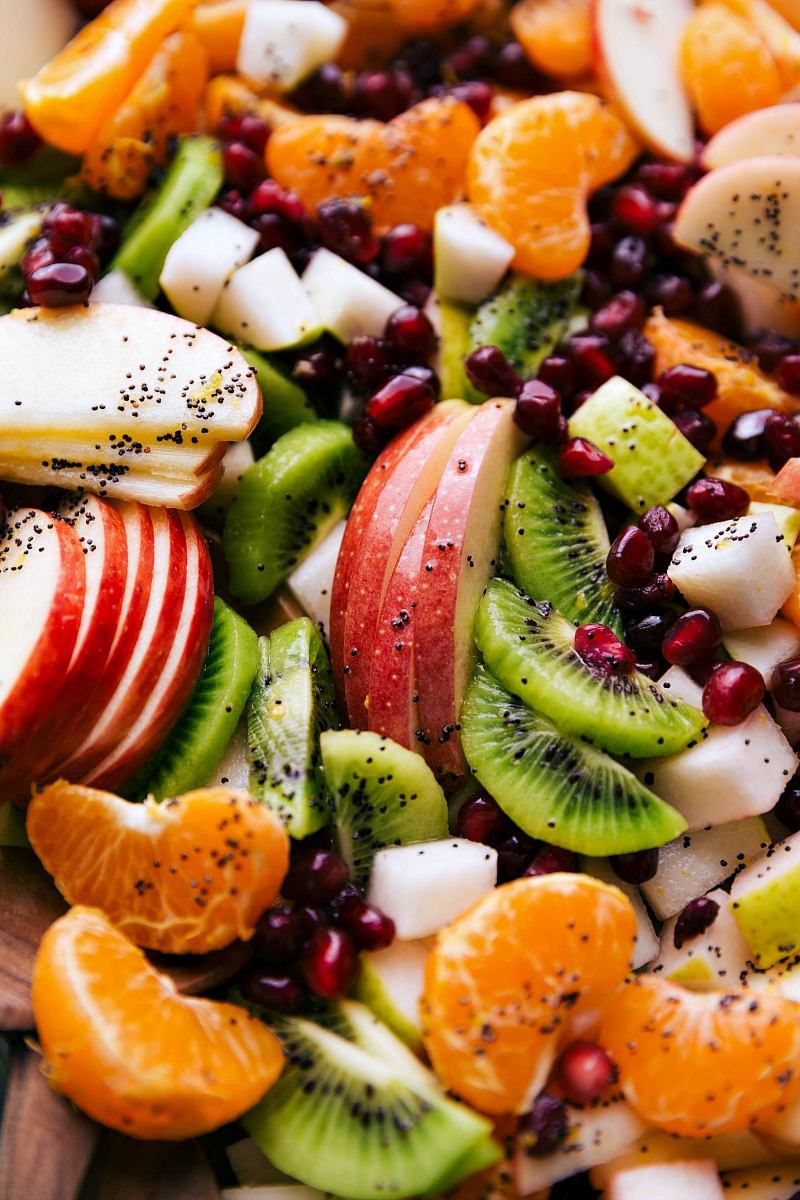 Up-close overhead image of Winter Fruit Salad.