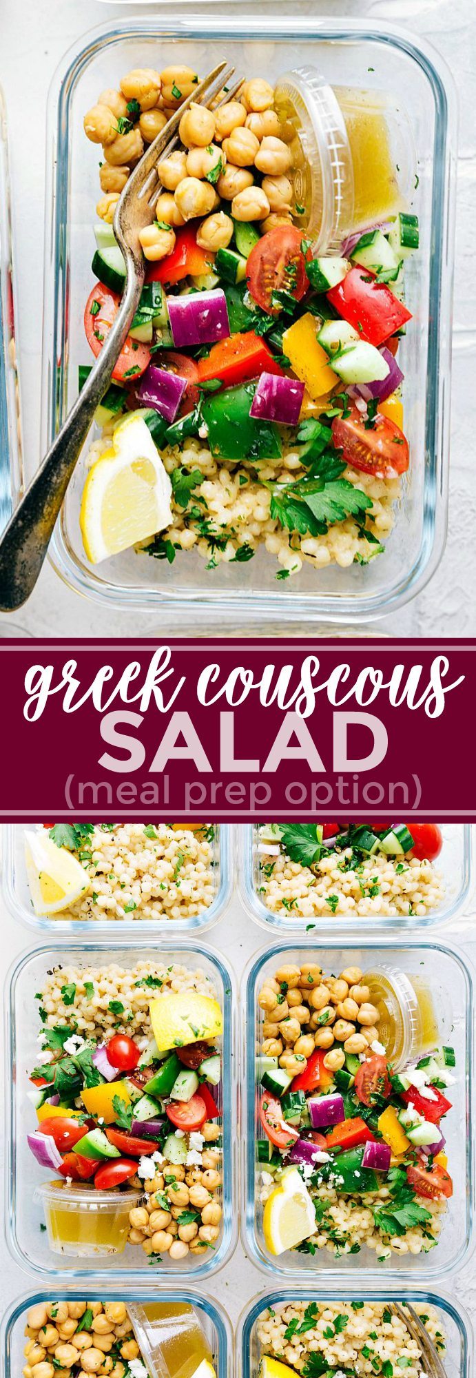 Greek Couscous Salad (Meal Prep Option) - Chelsea's Messy Apron