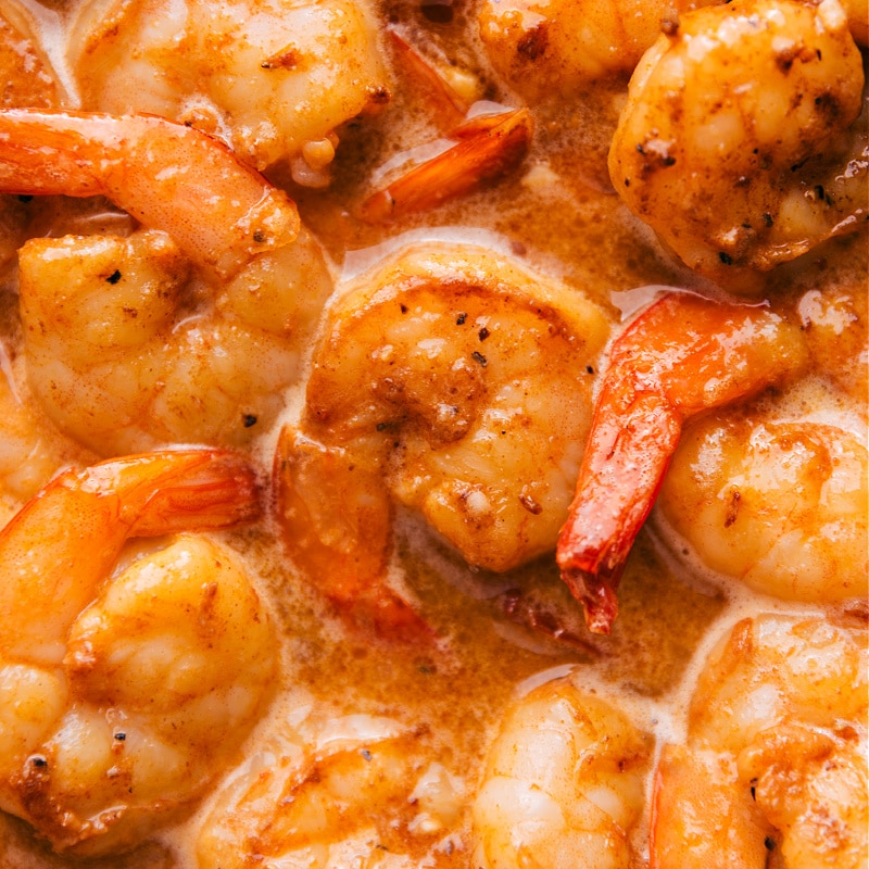 Close-up view of the most delicious Lemon Garlic Shrimp