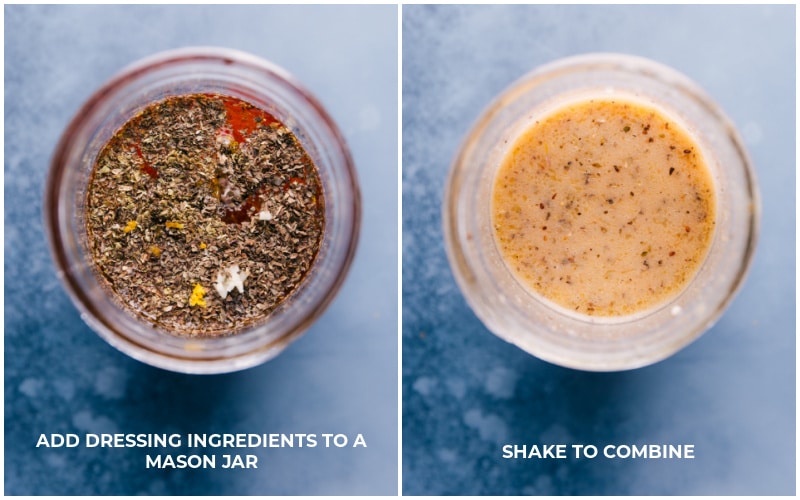 Process shots-- images of the dressing being made and combined.