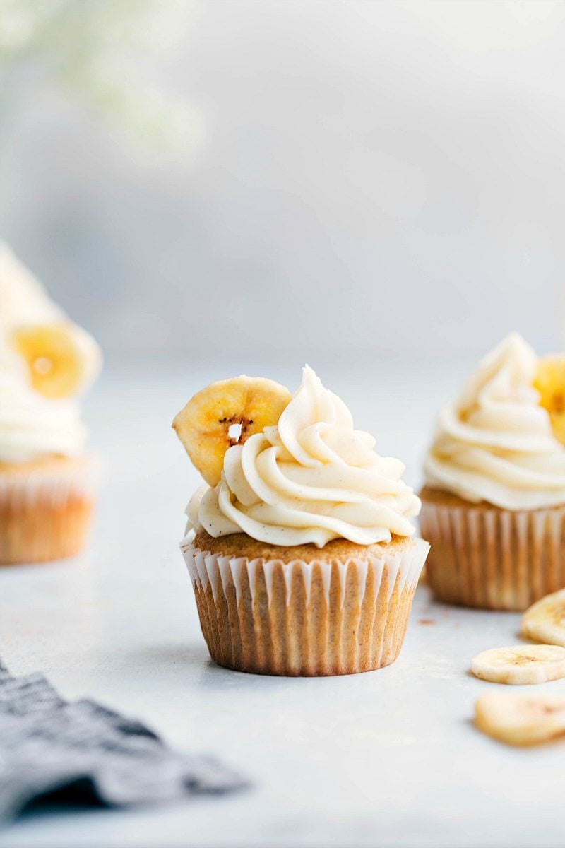 Three banana cupcakes