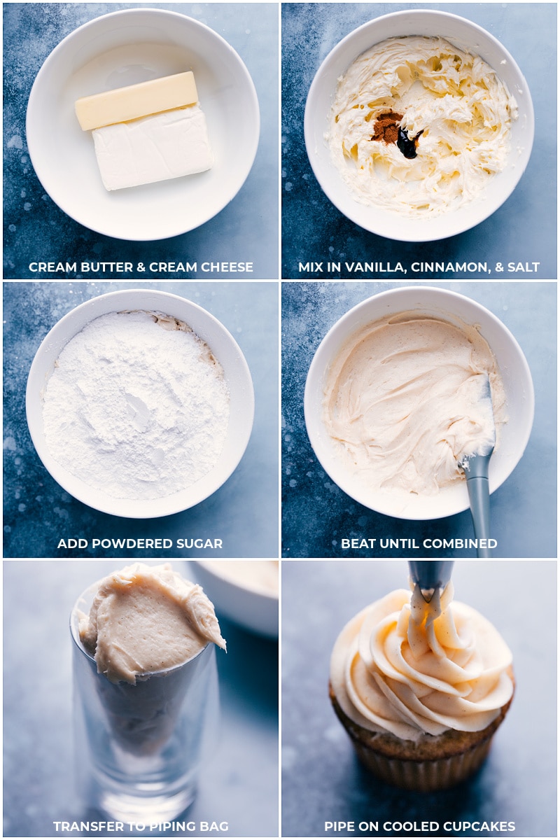 Making the cream cheese frosting.