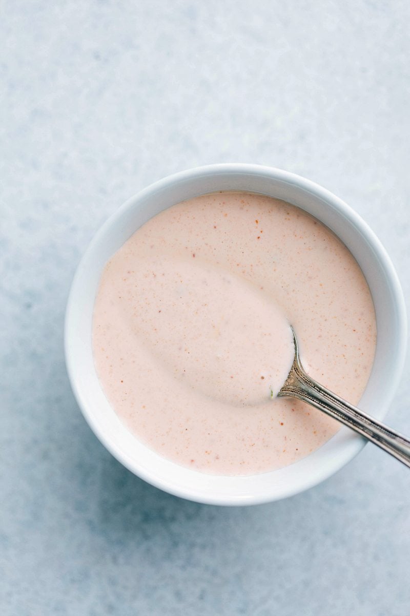 Sriracha lime mayo mix together in a bowl to top this dish.