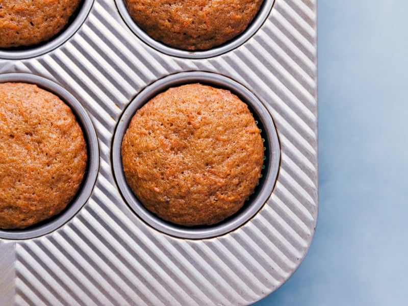 Carrot Cake Cupcakes in the pan.