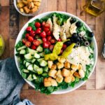 Italian Salad, with ingredients isolated.