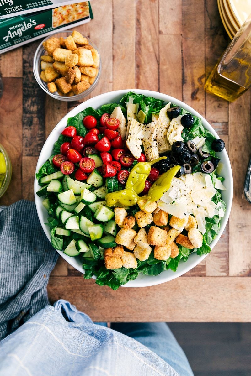 Image of Italian Salad, with ingredients isolated.