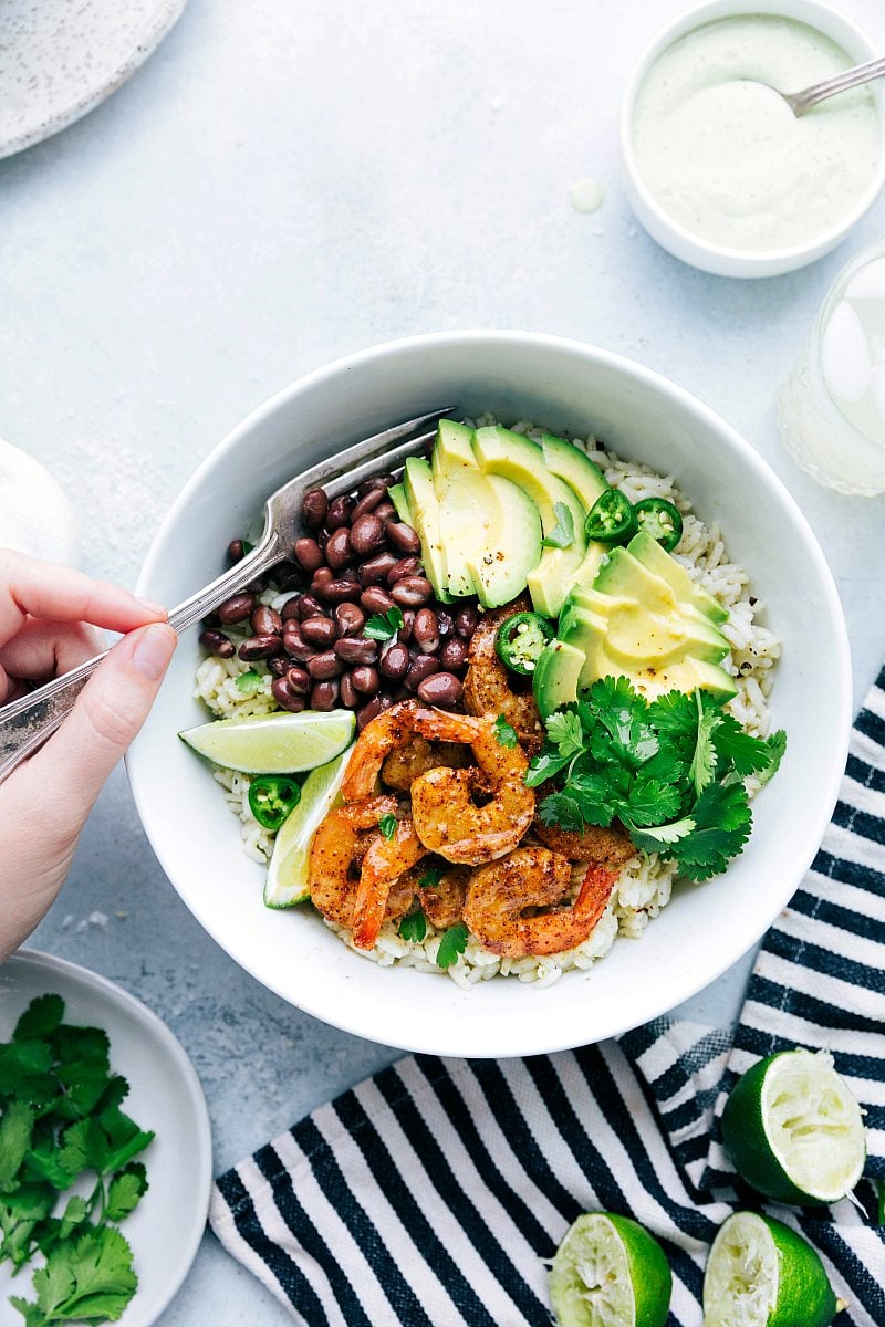 Overhead image of the Cilantro Lime Shrimp bowl