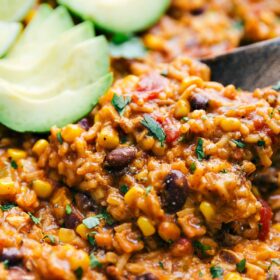 One Skillet Sweet Potato Burrito Bowl