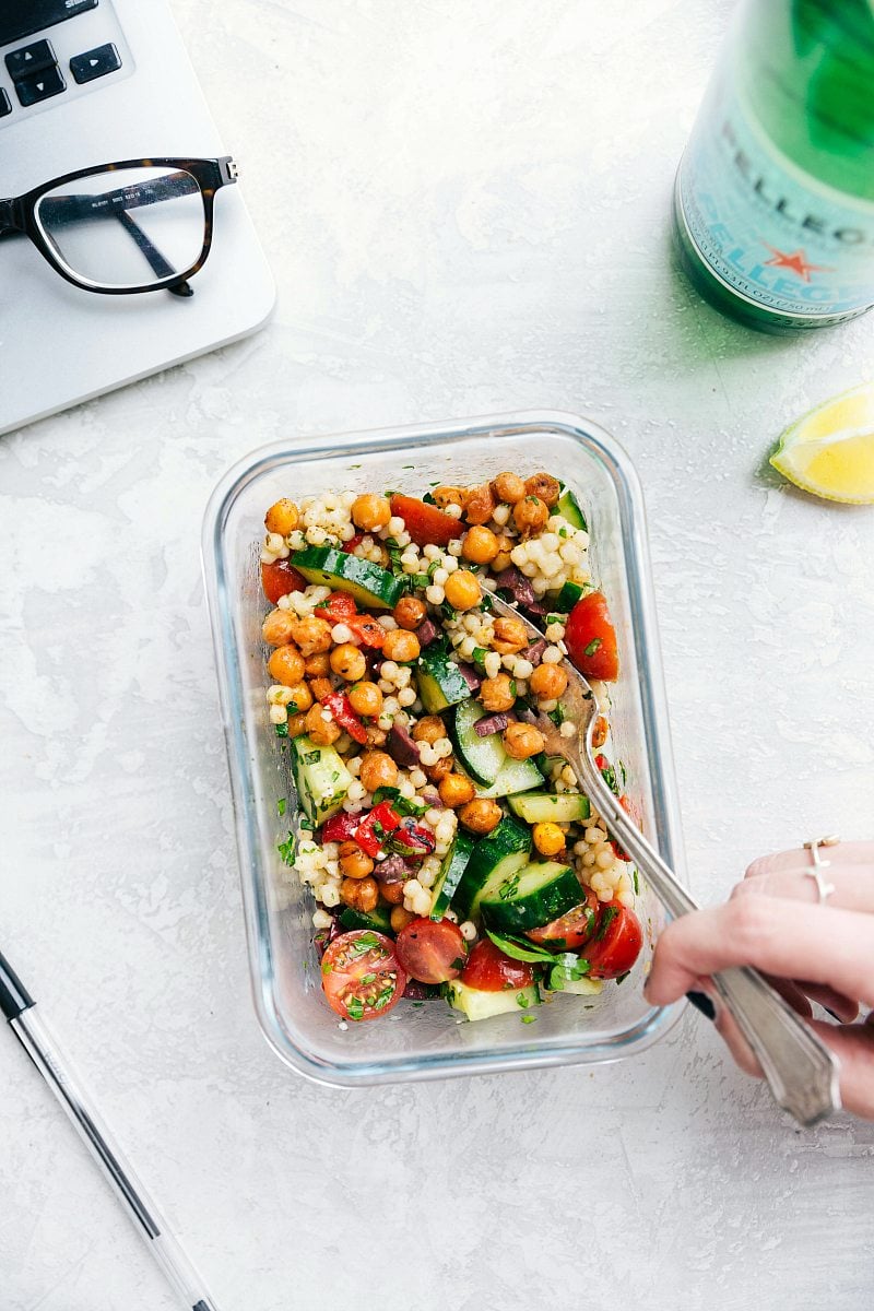 Lunch Meal Prep - Make Ahead Chickpea Orzo Salad - Savor + Savvy