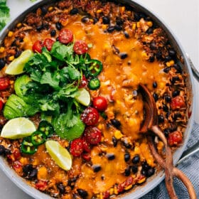 One Pot Burrito Bowls in the skillet.