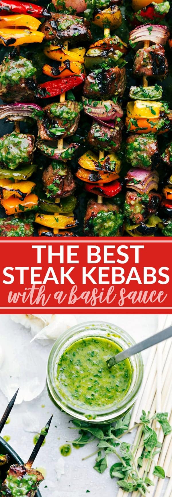 Thick cut pieces of steak are marinated in a flavorful blend of ingredients and then skewered with peppers and onion and then grilled to perfection to bring you the best steak kebabs! via chelseasmessyapron.com