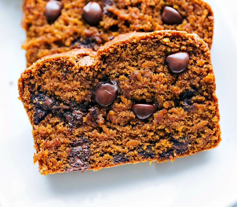 Photo of a slice of Healthy Pumpkin Bread