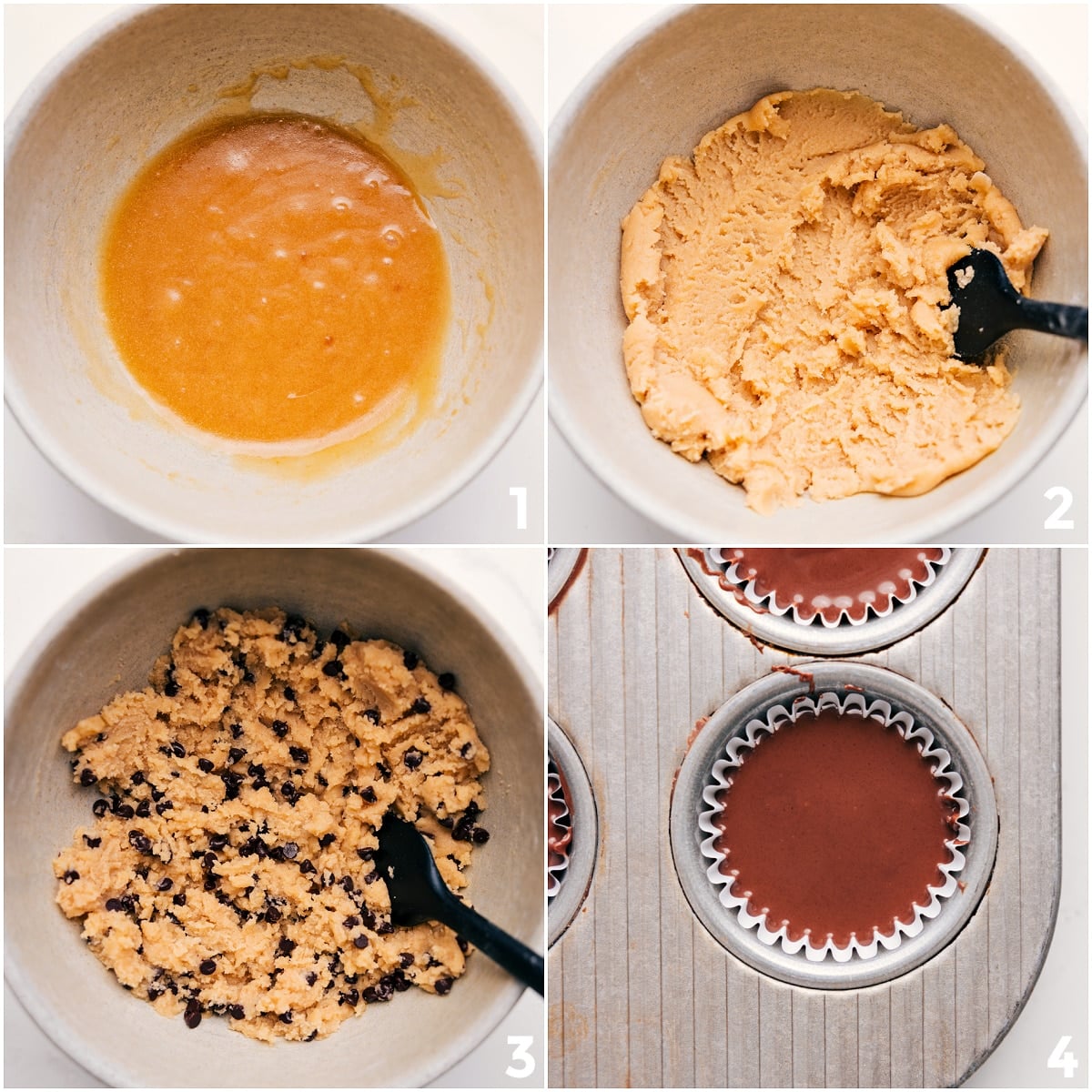 These delicious Cookie Dough Cups are made by loading edible cookie dough in a miniature muffin tin and covering it with melted chocolate -- it ends up kind of like a Reese's® Peanut Butter Cup but with cookie dough instead of PB! Recipe via chelseasmessyapron #dessert #best #quick #easy #simple #chocolate #snack #favorite #cookie #dough #cookiedough #cups