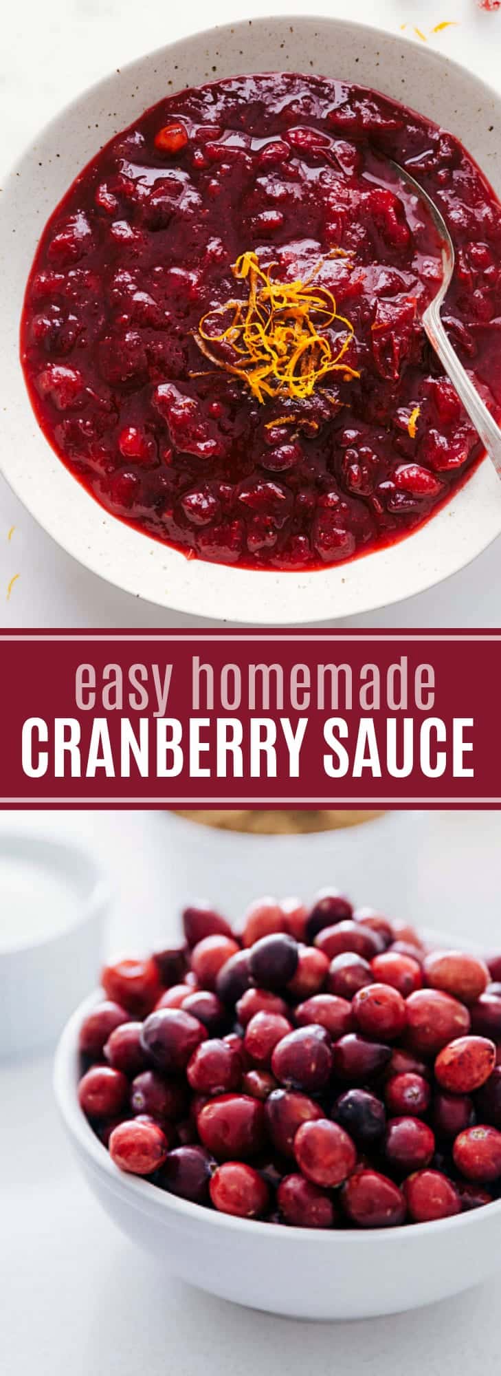 Take your holidays to the next level this year with this delicious homemade cranberry sauce recipe. Sure to be an instant family classic! via chelseasmessyapron.com #cranberry #sauce #recipe #homemade #easy #quick #thanksgiving #christmas #holiday #holidays