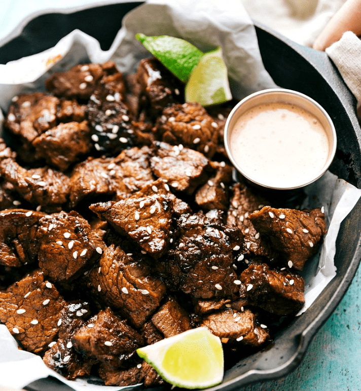 A plate full of Asian Steak Bites