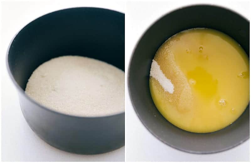 Process shot --combining sugar with orange juice