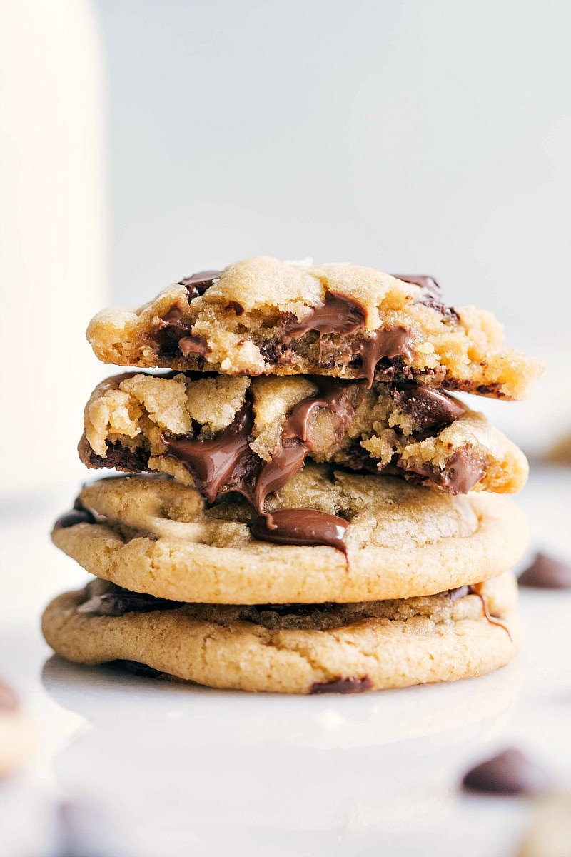 A stack of Coconut Oil Chocolate Chip Cookies 