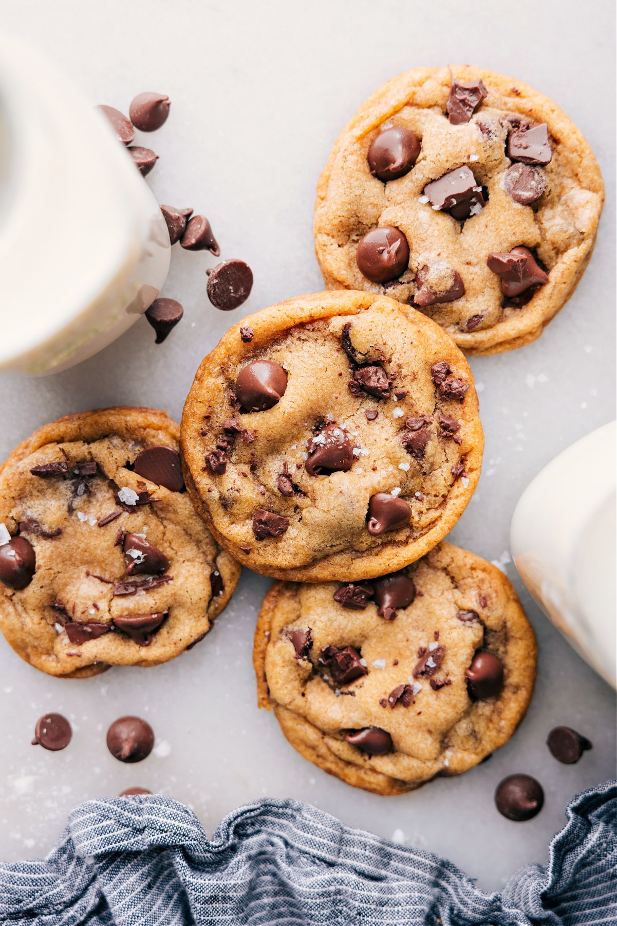 Warm coconut oil chocolate chip cookies sprinkled with sea salt, fresh from the oven.