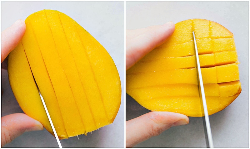 Slicing a mango