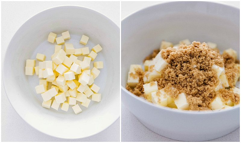 Process shots: combining brown sugar with the cubed butter