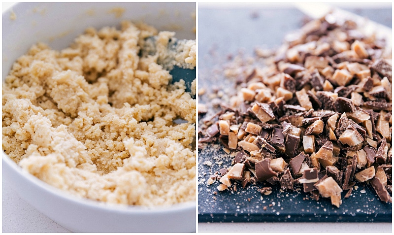 Chopped toffee candy for the cookie dough