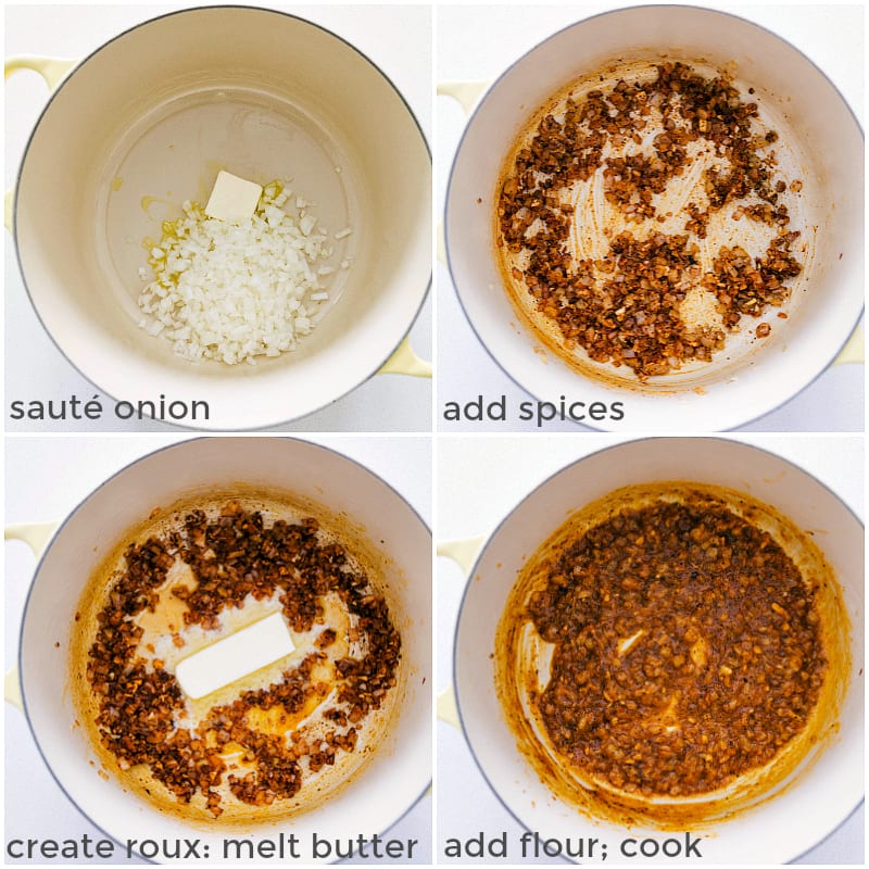 Process shots: making the roux for soup.