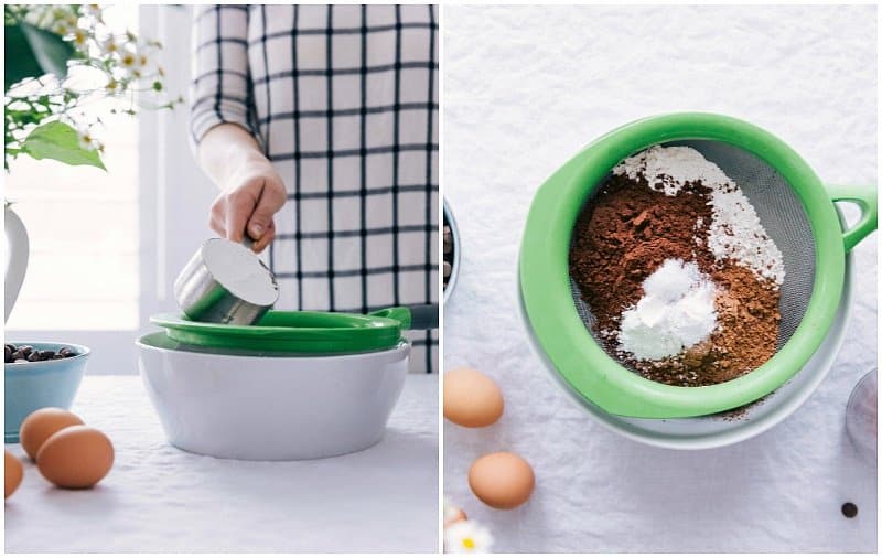 Dry ingredients for Chocolate Muffins