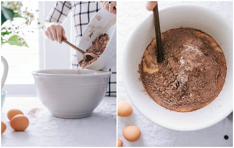 Combining Chocolate Muffin Ingredients