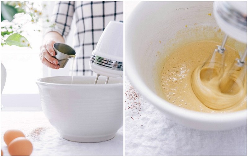 Process shots: Liquid ingredients for Chocolate Muffins.