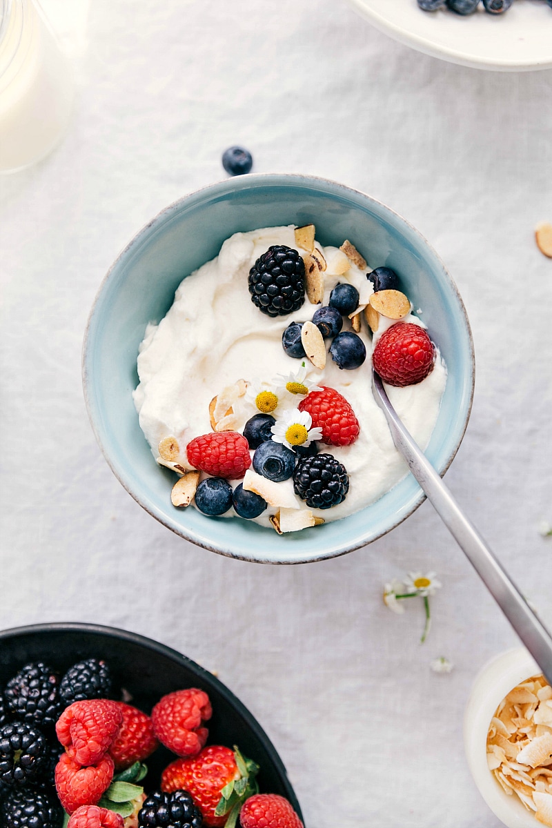 Whipped cream with fruit and nuts