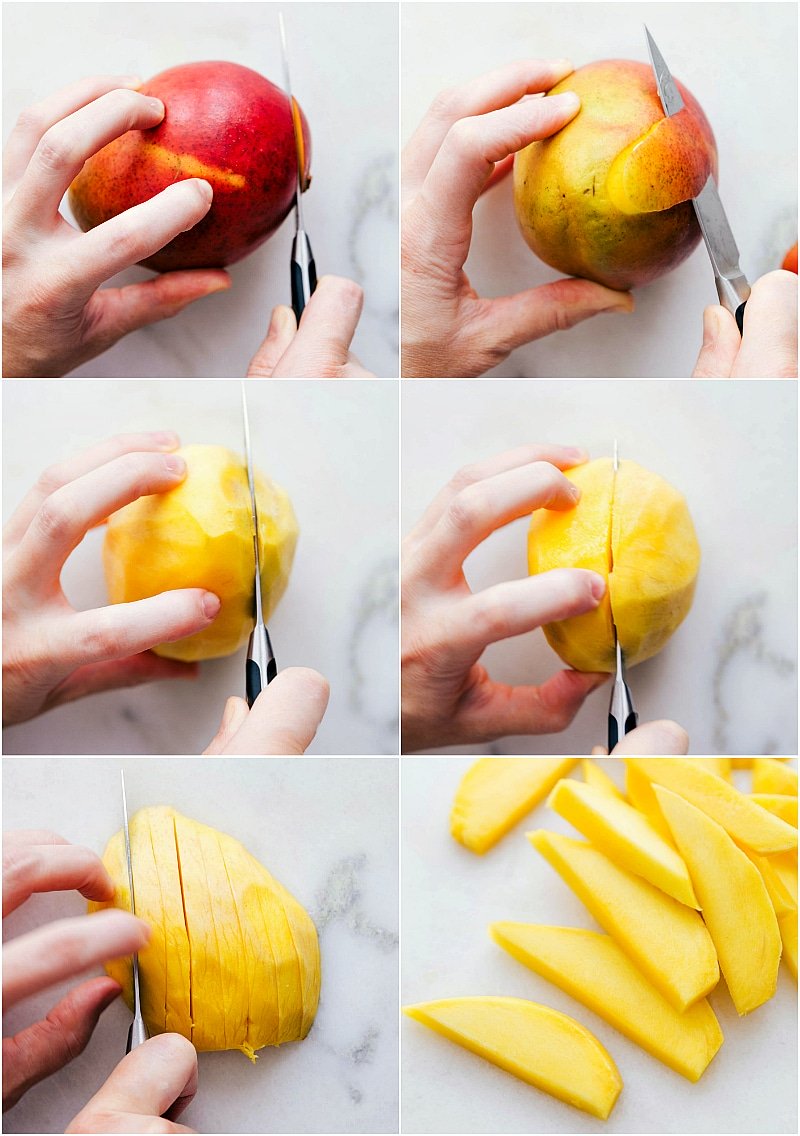 Peeling and cutting a mango