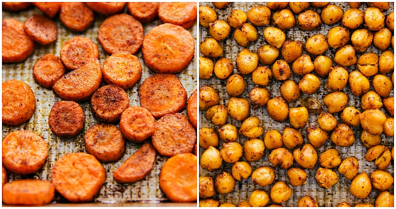 Roasted carrots and chickpeas