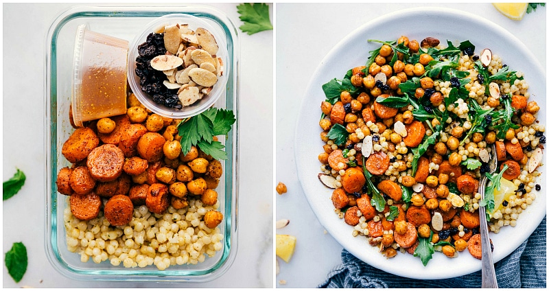  Moroccan Carrot Salad in meal prep and salad forms.