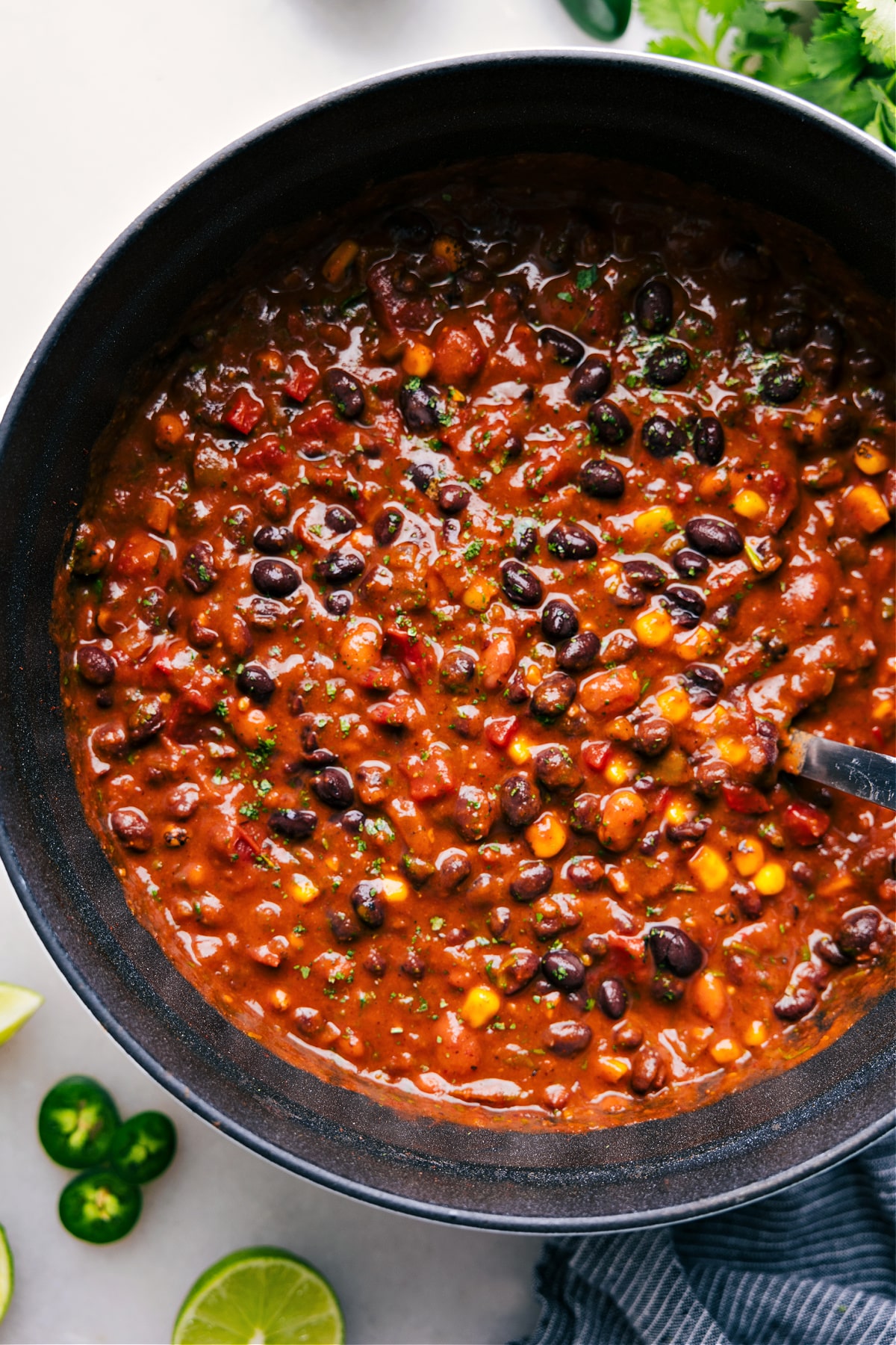 The Best Vegetarian Chili Recipe Vegetarian Chili is in the pot and ready to enjoy.