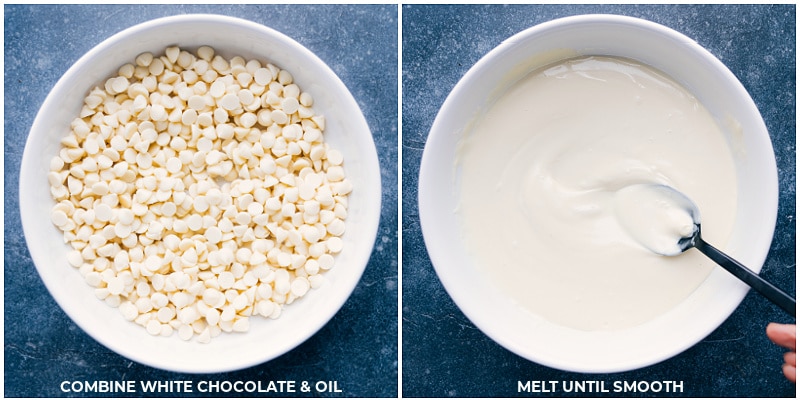 Process shots-- images of the white chocolate being melted