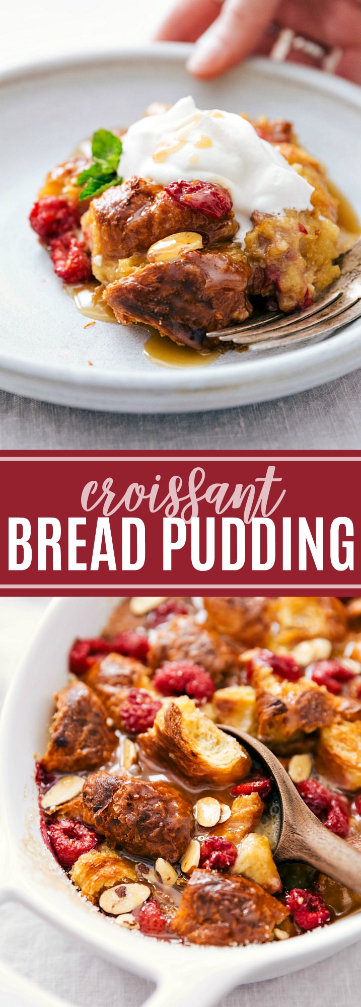 The best homemade bread pudding recipe with fresh raspberries, whipped cream, and a delicious vanilla sauce. Tips & tricks plus a few