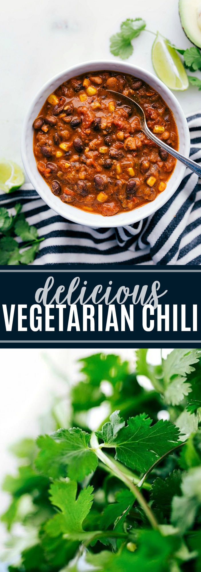 This is our all time favorite vegetarian chili! Hearty, healthy, and delicious vegetarian chili packed with good-for-you ingredients like vegetables, beans, and the perfect seasoning mix. Make this chili once and repurpose it for healthy meals all week long (great meal prep!) via chelseasmessyapron.com #vegetarian #chili #mealprep #easy #quick #recipe #healthy #soup